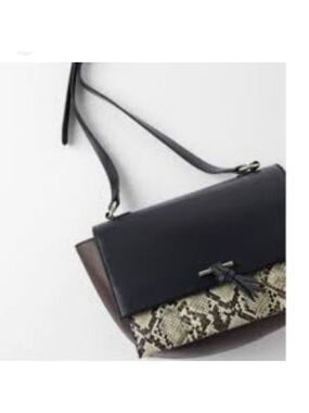 ZARA | Snakeskin leather shoulder bag black burgundy red